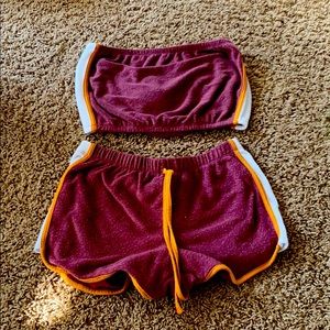 Maroon Crop top / shorts set